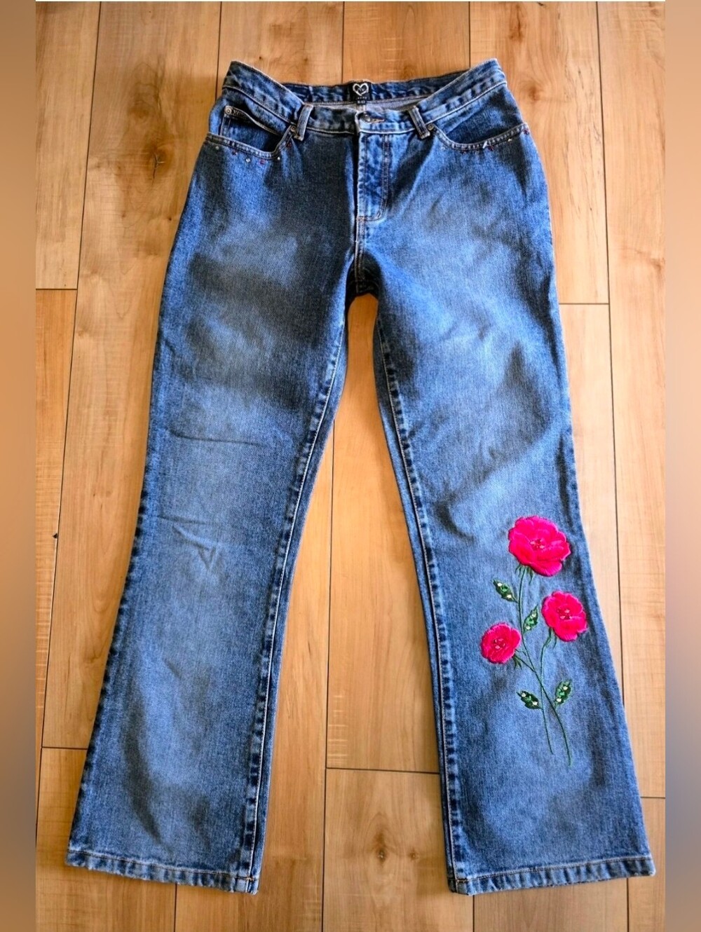 Vintage Women's XOXO Jeans Bootcut Floral Embellished USA Made sz 11/12